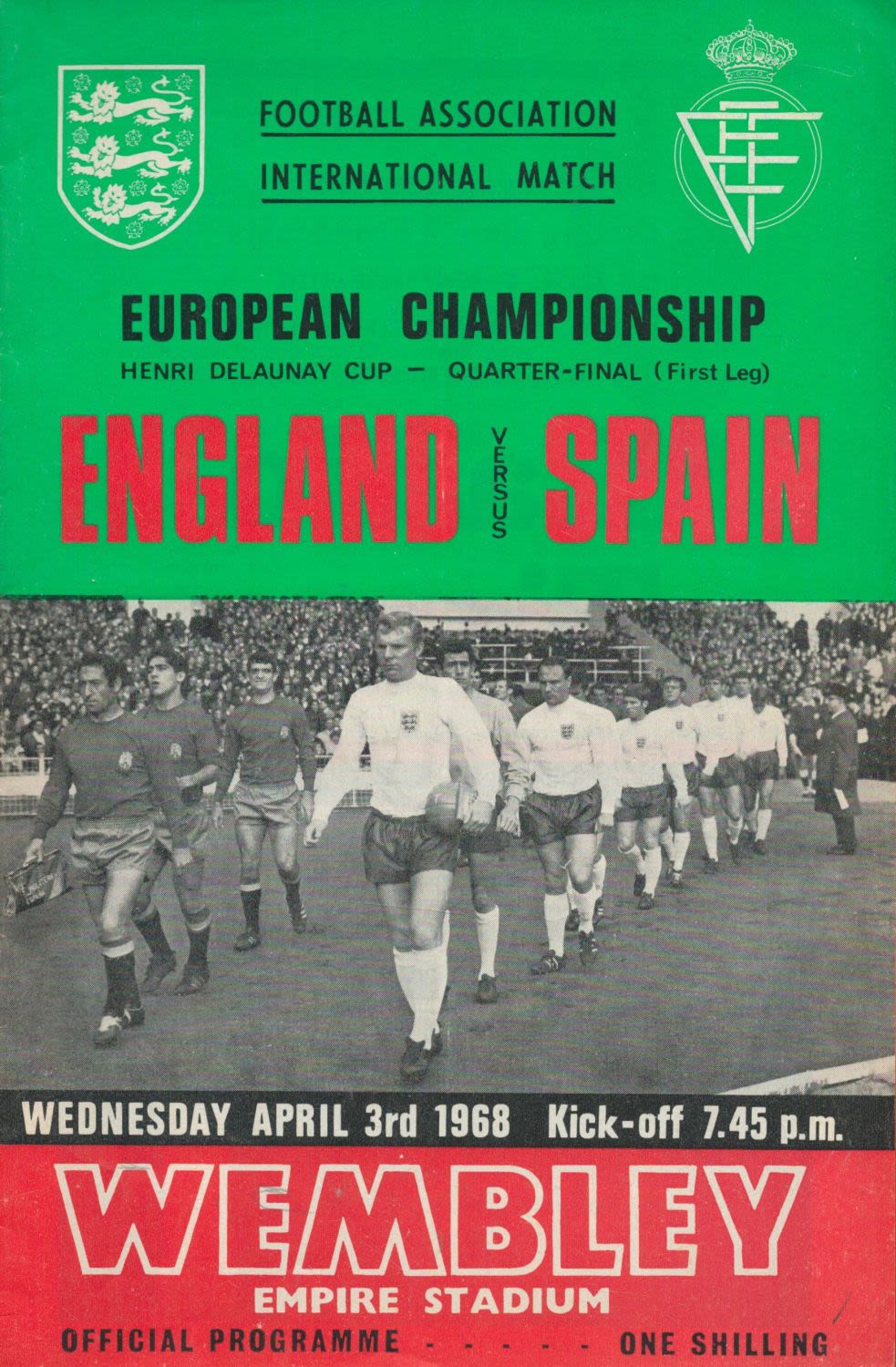 Lot 444: Vintage England V Spain Wednesday 3rd April 1968...