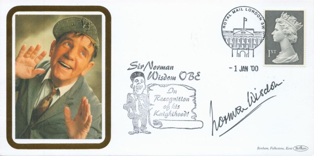 Lot 476: Norman Wisdom signed cover. Good condition Est.