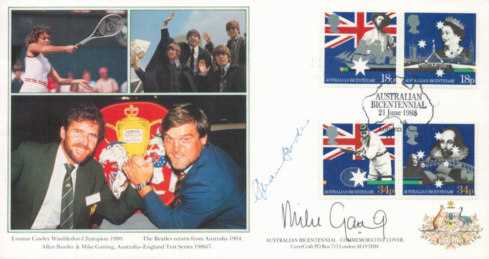 Lot 481: Mike Gatting and Allan Border signed Australian bicentennial...