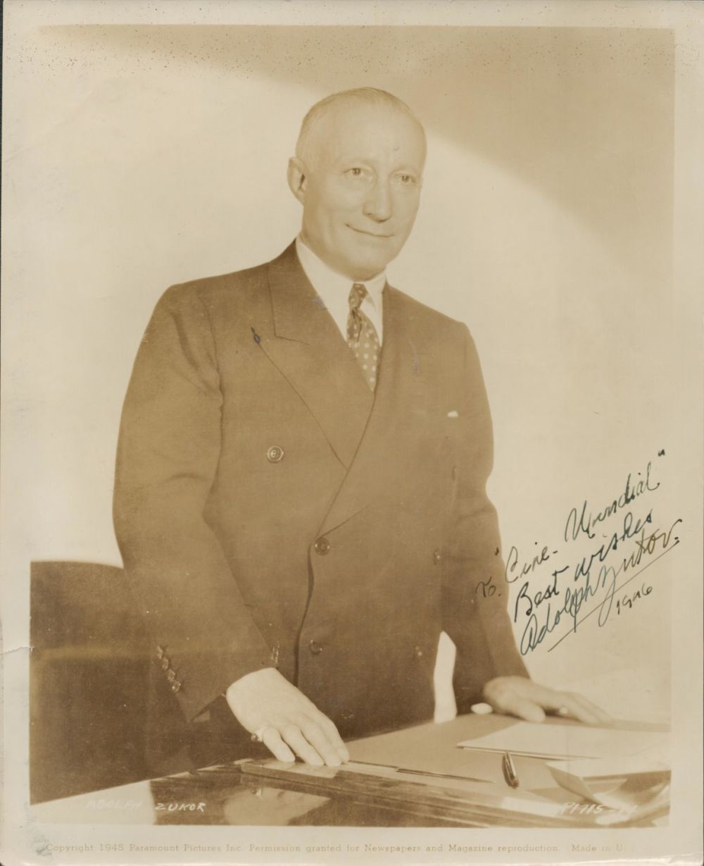 Lot 486: Adolph Zukor signed 10x8 sepia vintage photo dedicated...