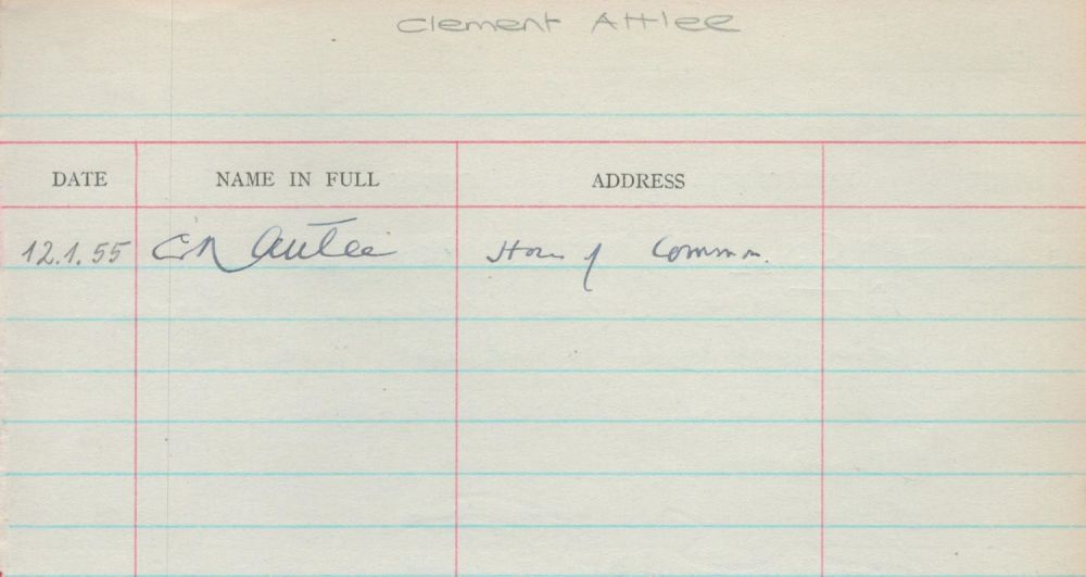 Lot 580: Clement Attlee Signed on a Visitors Autograph Book...