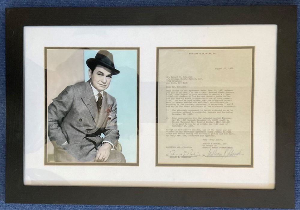 Lot 586: Actor, Edward G. Robinson double mounted and framed...