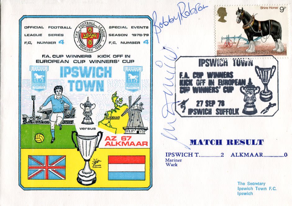 Lot 854: Sir Bobby Robson and Mick Mills signed Ipswich...