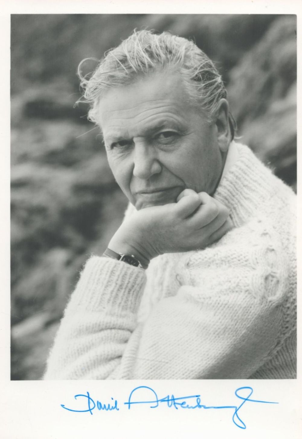 Lot 56: David Attenborough signed 7 x 5 inch b/w...