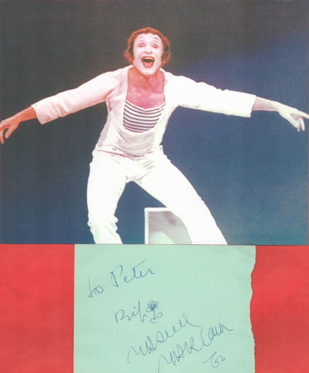 Lot 72: Marcel Marceau signed autograph album page to Peter...