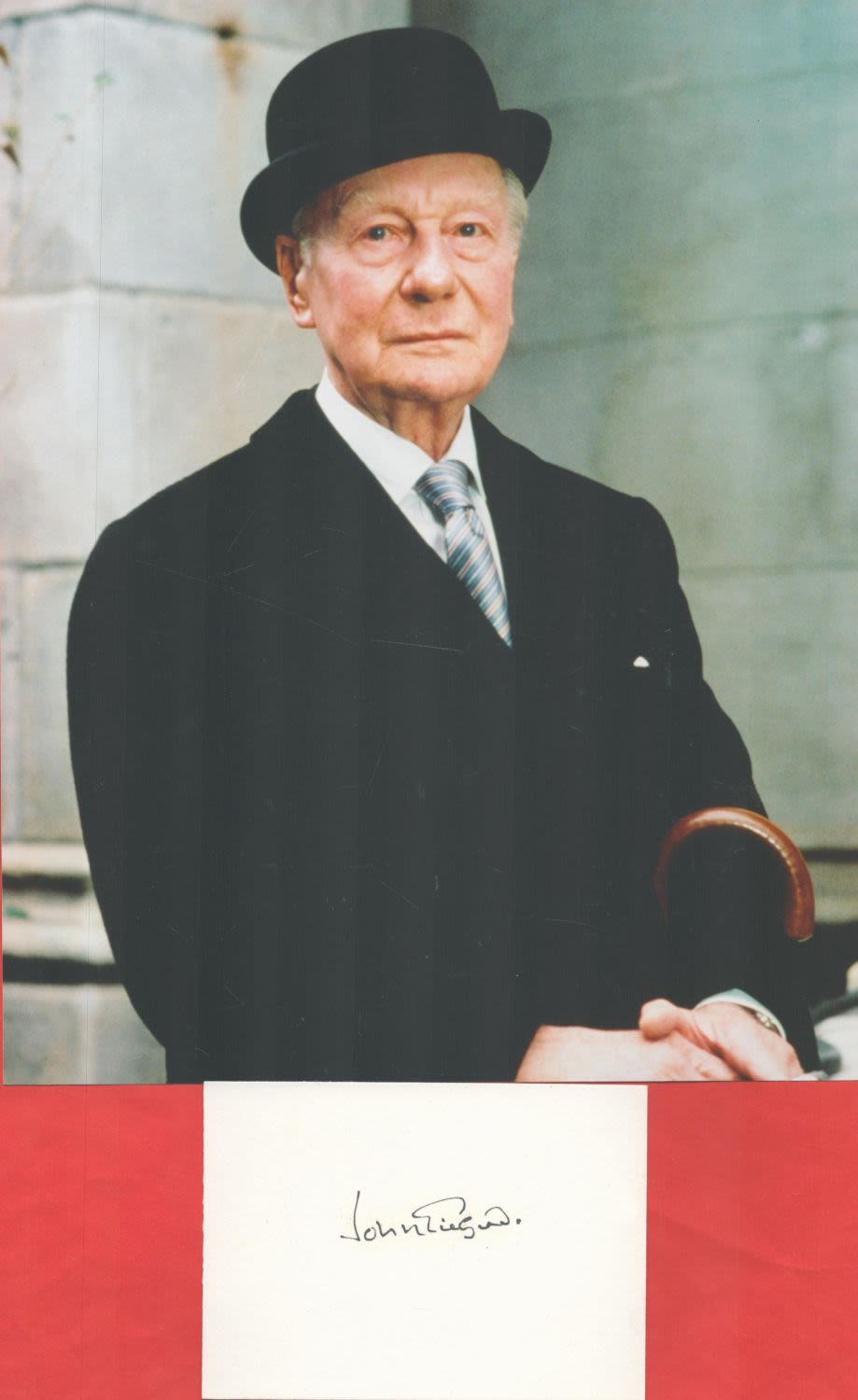 Lot 79: John Gielgud signed card with 10 x 8...