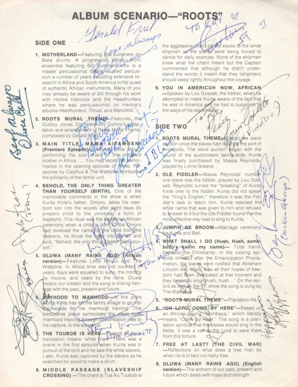 Lot 153: Roots T. V. Series Signed Album Scenario By...