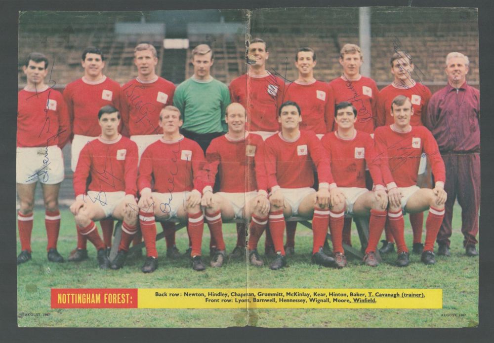 Lot 161: Nottingham Forest 1967 Squad Signed Double Picture By...