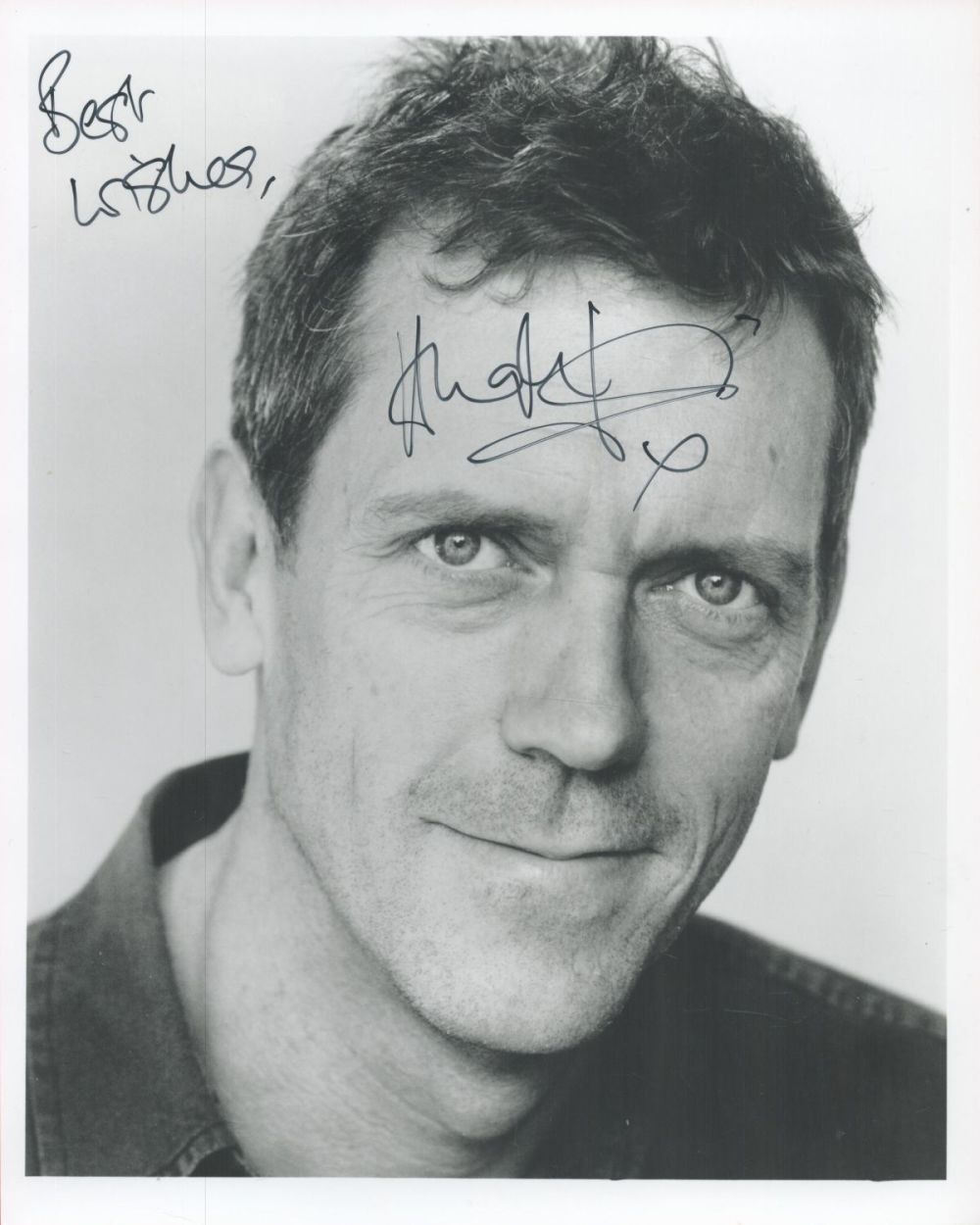 Lot 182: Hugh Laurie signed 10x8 black and white photo....