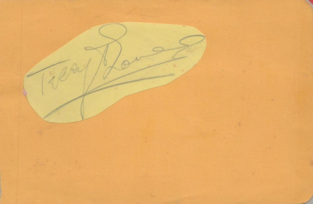 Lot 188: Terry Thomas signed 4x2 irregular album page cutting...