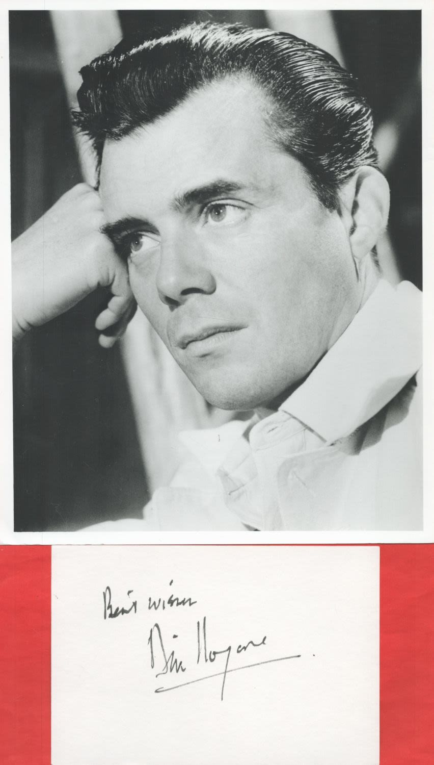Lot 196: Dirk Bogarde signed 6x4 album page and a...