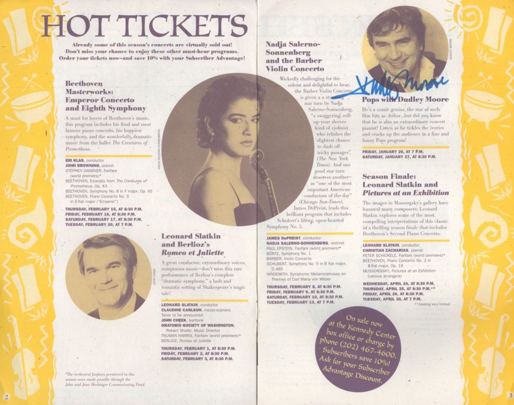 Lot 200: Dudley Moore signed vintage National Symphony Orchestra Hot...