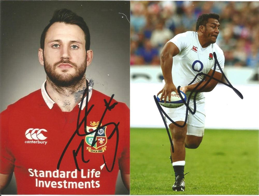 Lot 454: Rugby Union collection 5 international players signatures on...
