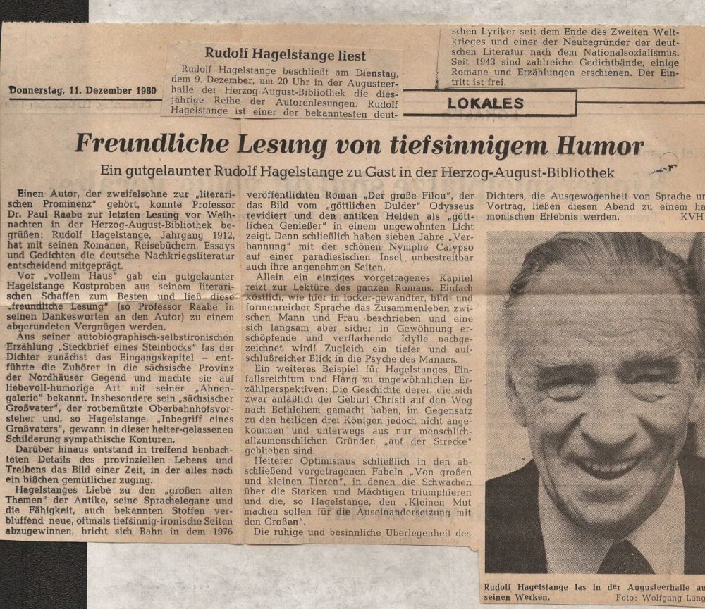 Lot 467: Writer, Rudolph Hagelstange collection of signed letters and...