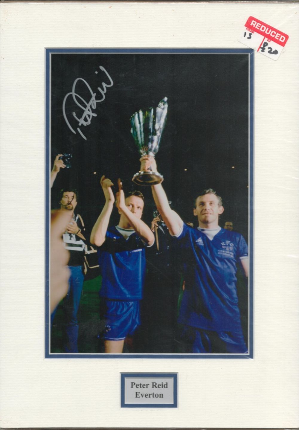 Lot 608: Football Peter Reid Everton player signed coloured mounted...