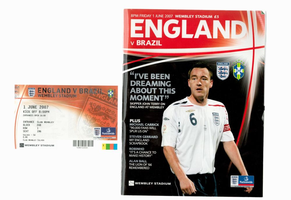 Lot 627: Football England V Brazil Official Matchday Programme for...