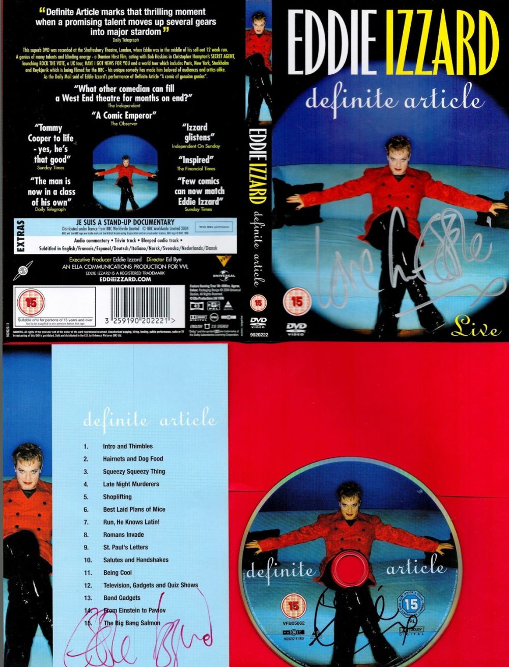 Lot 650: Eddie Izzard signed DVD from his Definite Article...