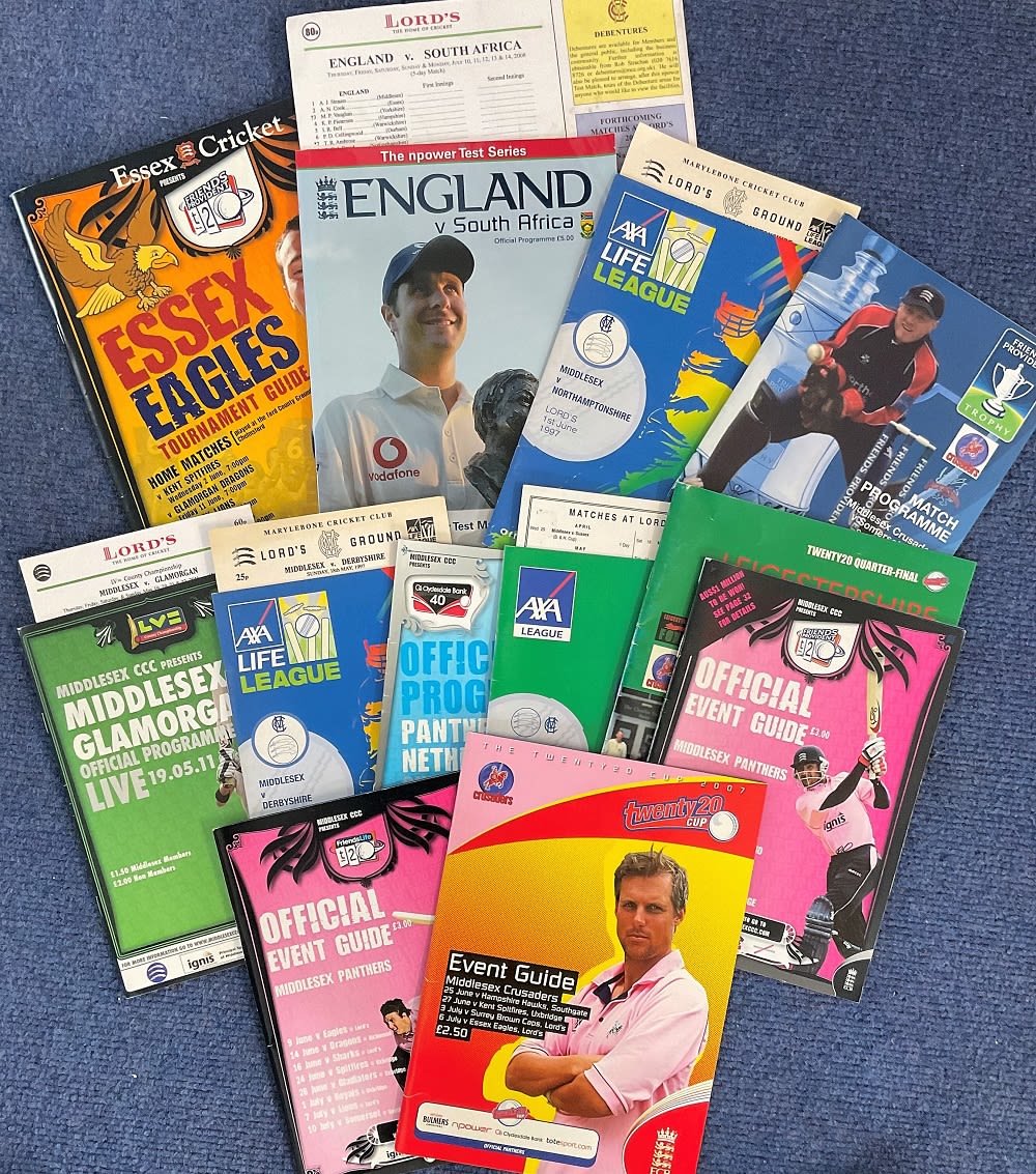 Lot 666: Cricket, collection of 12 programmes including County and...