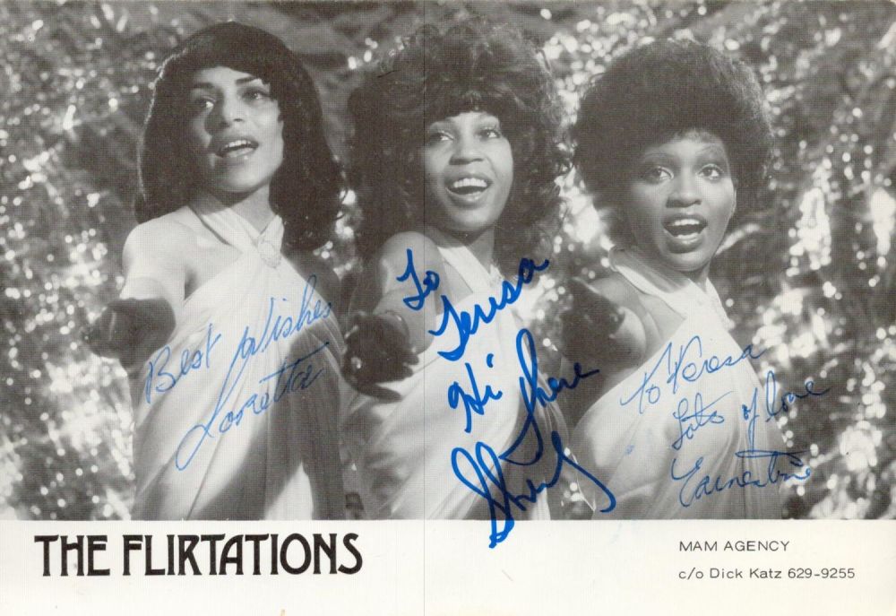 Lot 699: The Flirtations signed 6 x 4 black and...