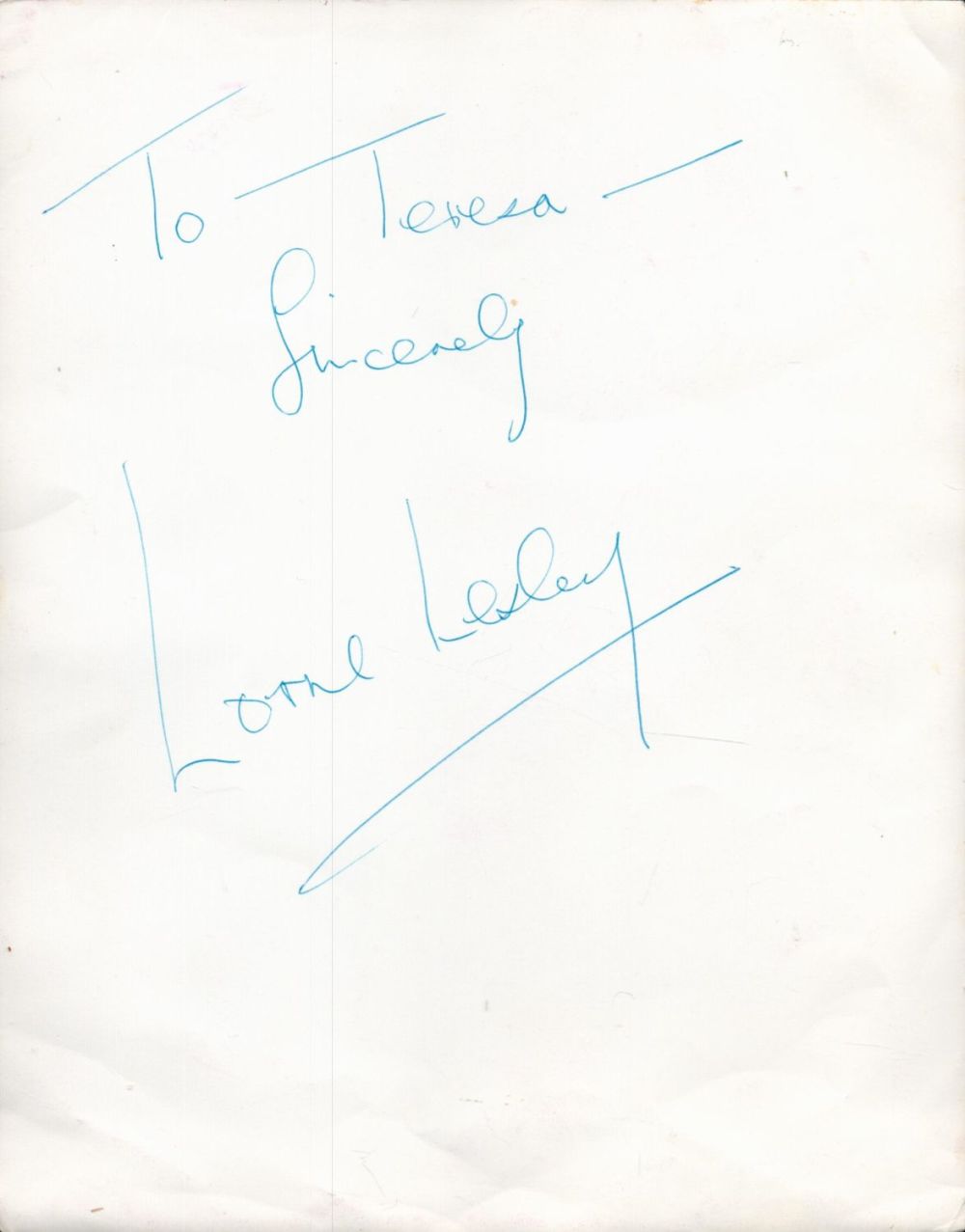 Lot 700: Lorne Lesley signed 10 x 8 black and...