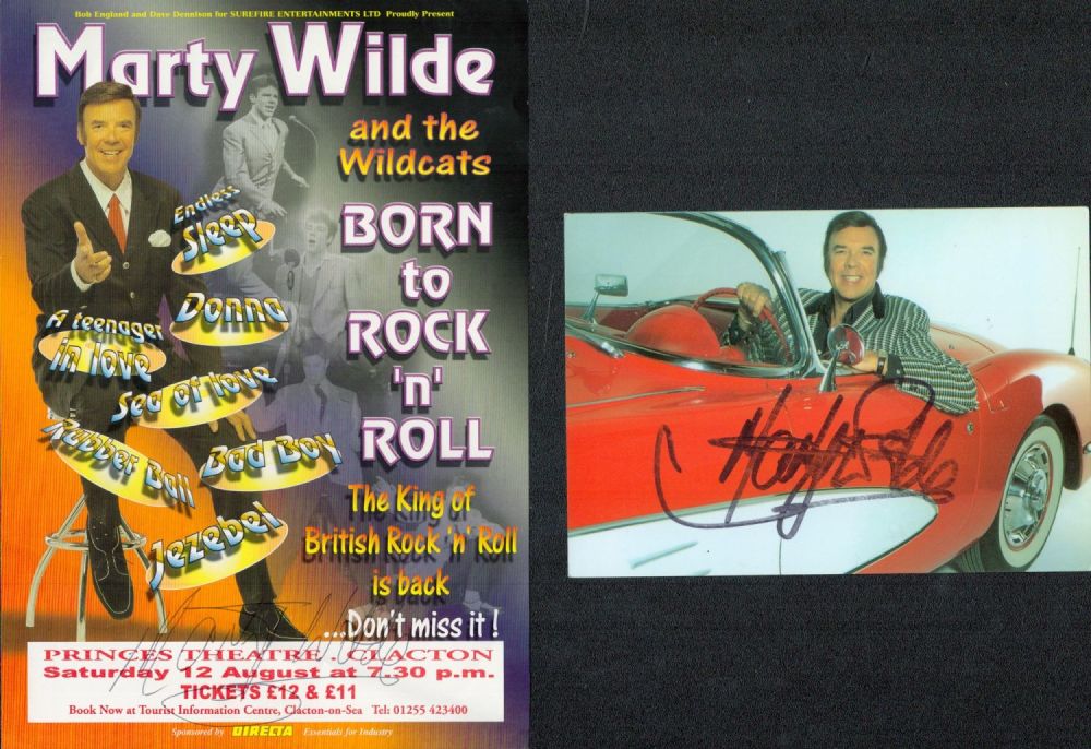 Lot 731: Marty Wilde signed 6x4 colour postcard and a...