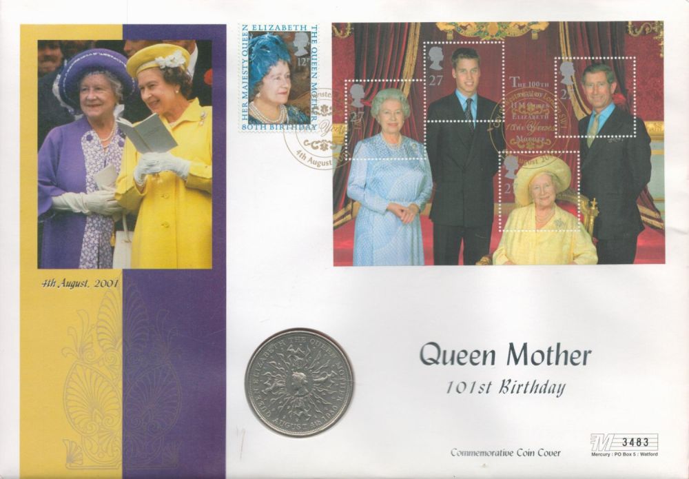 Lot 54: H.M. Queen Mother 101st Birthday Coin Cover /...