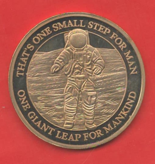 Lot 55: Commemorative First Moon Landing Medal The Eagle has...