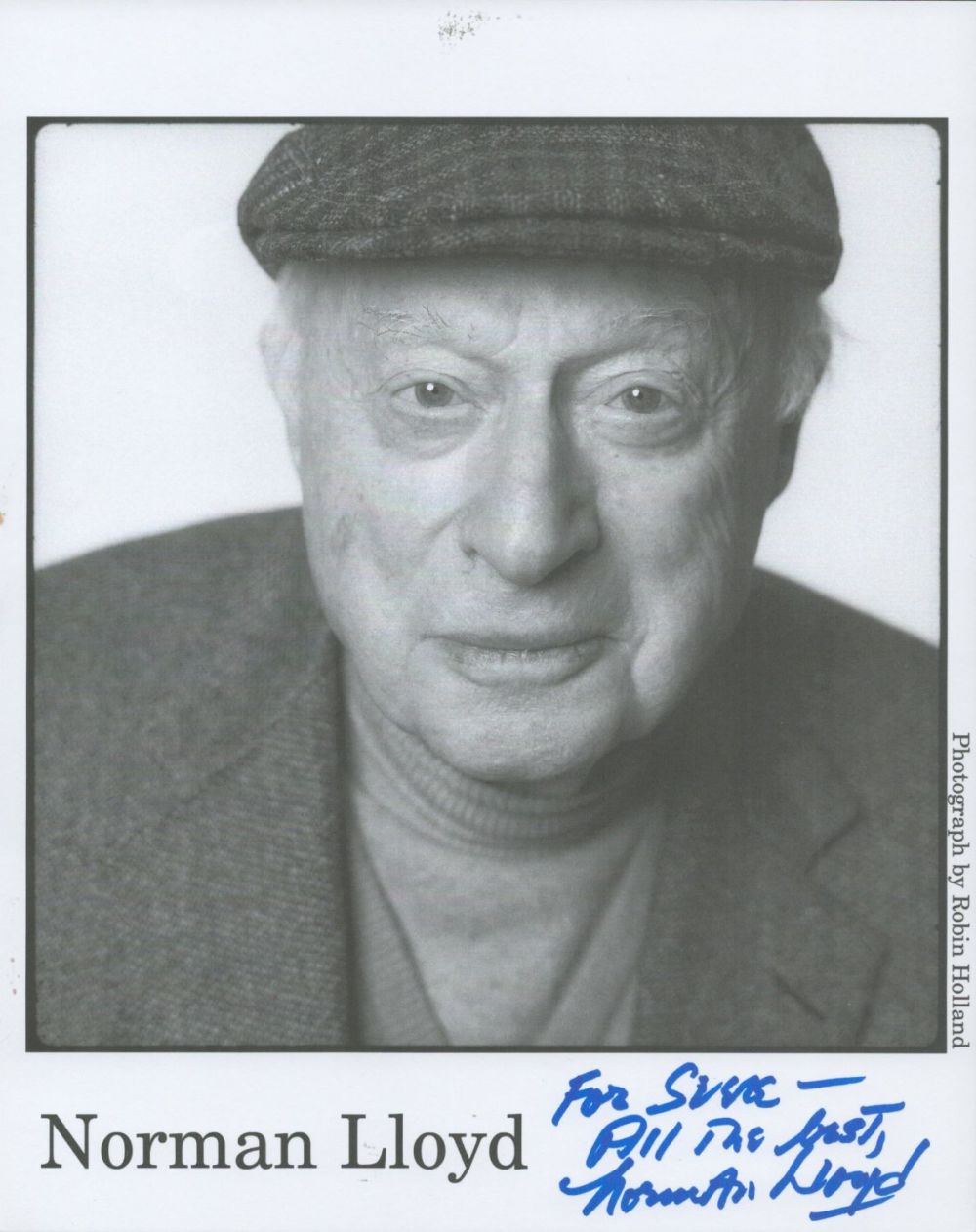 Lot 85: Norman Lloyd signed 10x8 black and white photo....