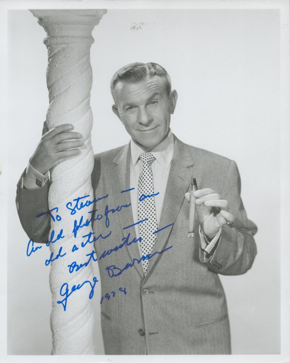 Lot 90: George Burns signed 10x8 black and white photo....
