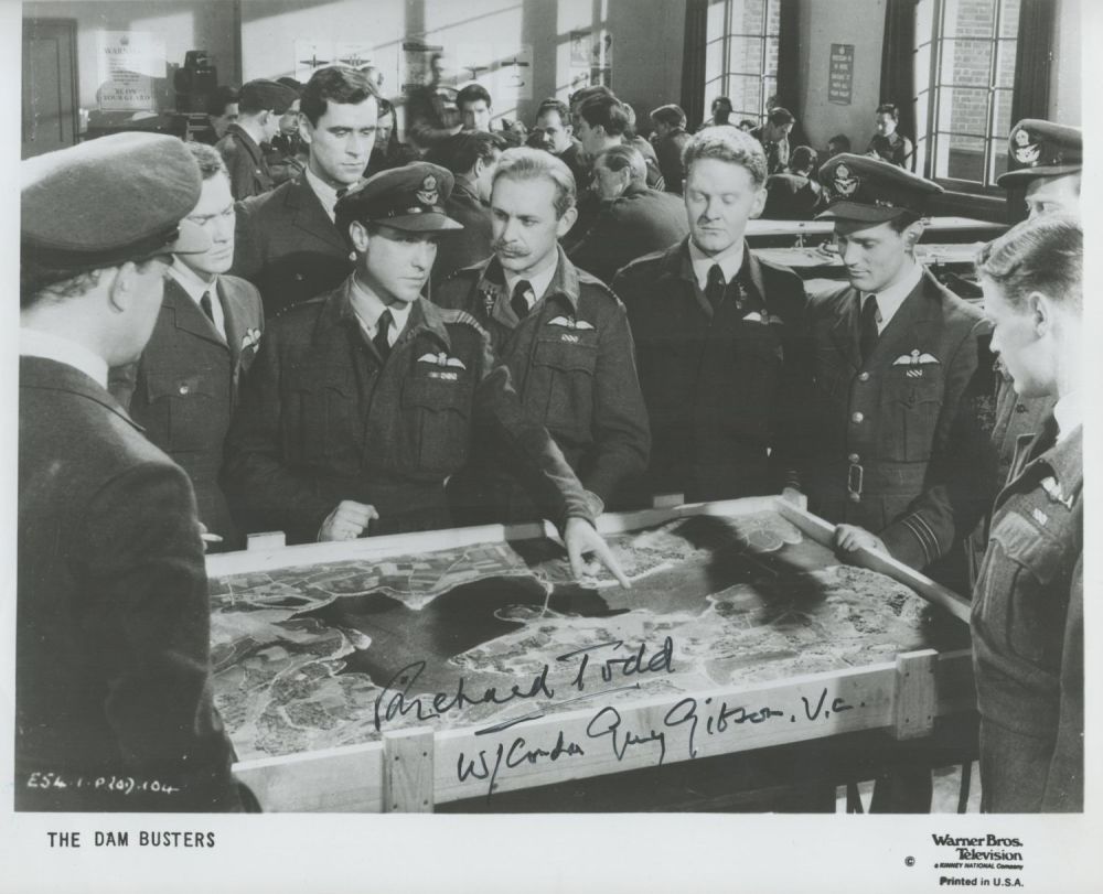 Lot 110: Richard Todd signed 10x8 The Dam Busters black...