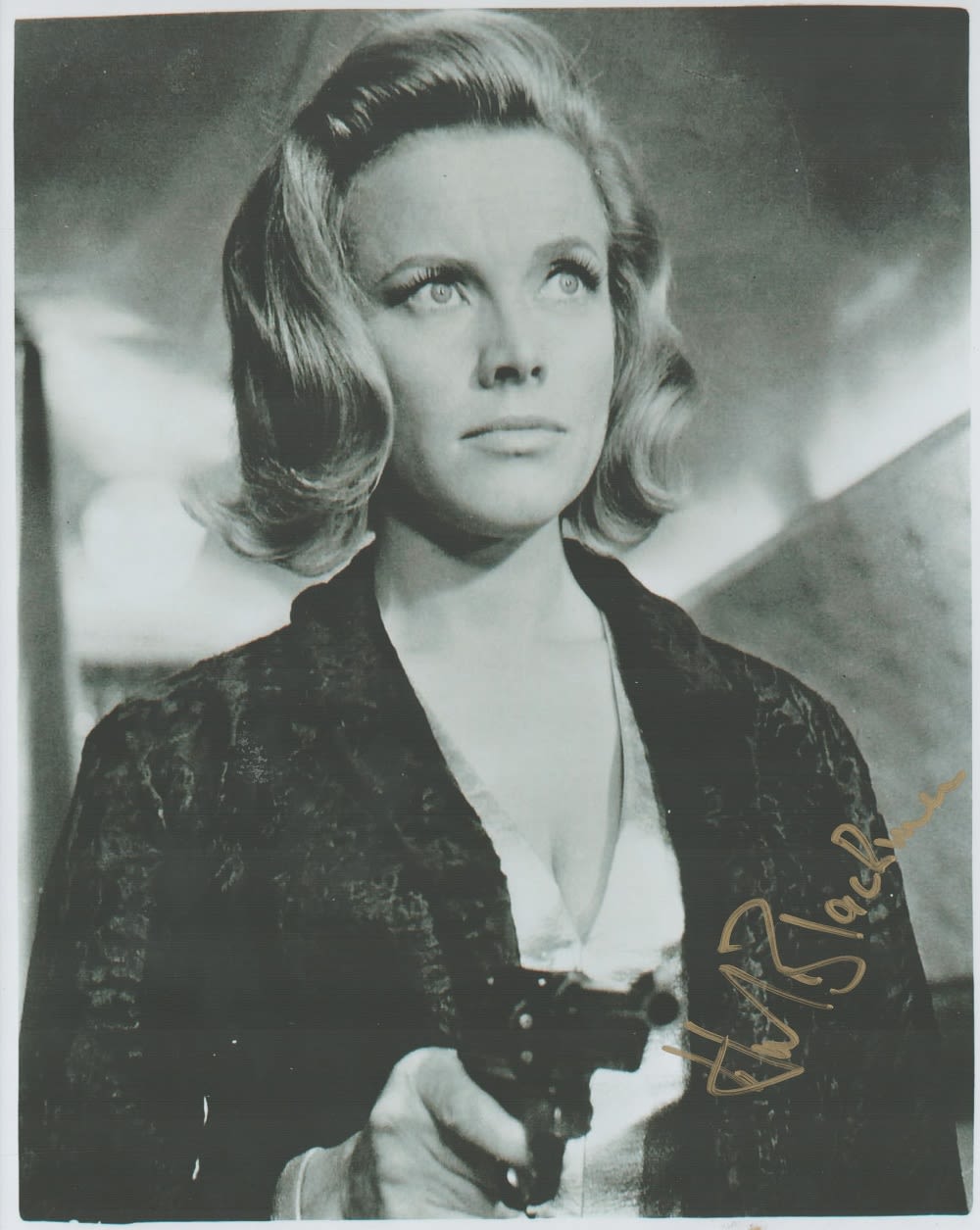 Lot 115: Honor Blackman signed 10x8 black and white photo....