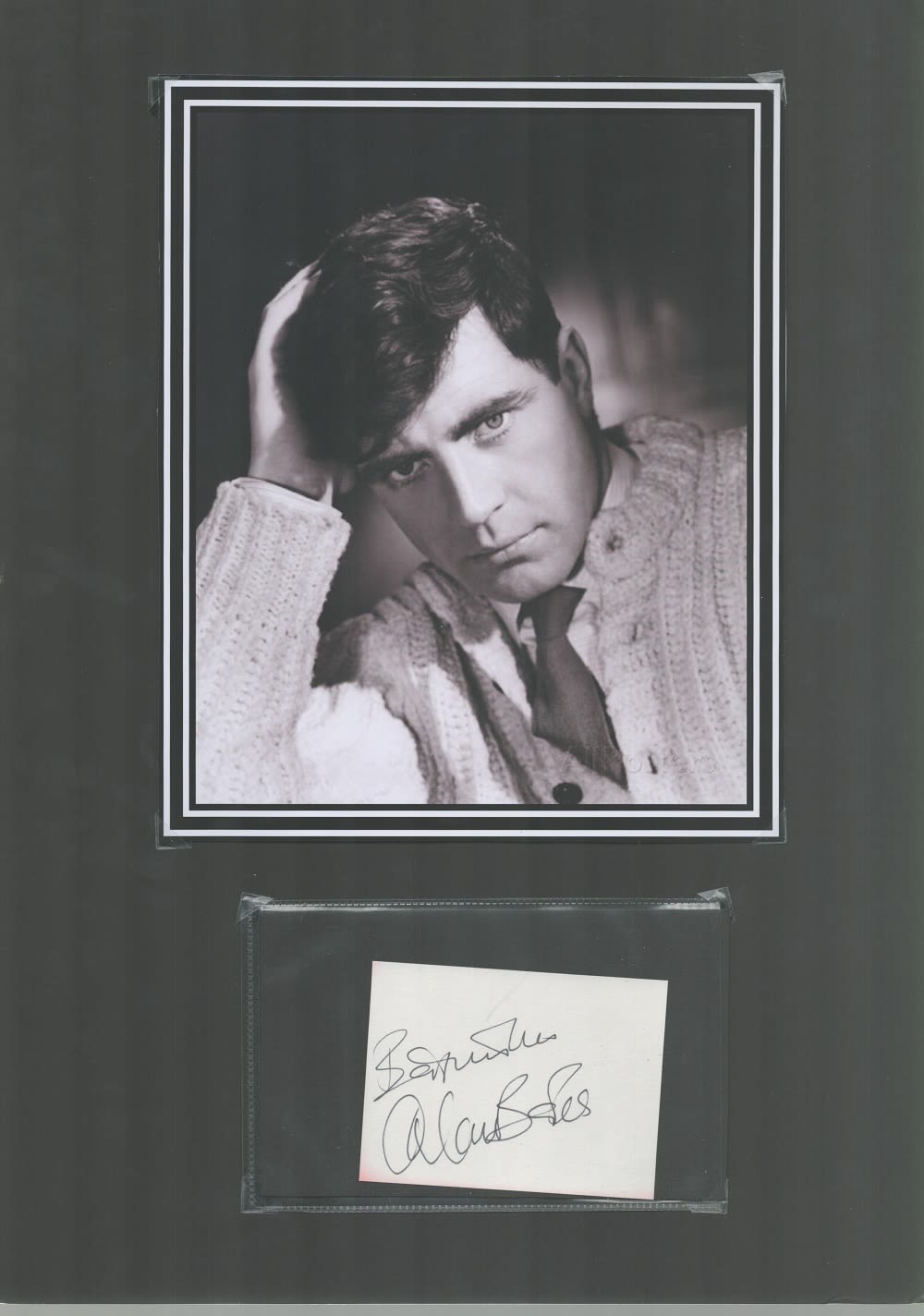 Lot 119: Alan Bates (1923-2009) Actor signed card 12x17 Mounted...