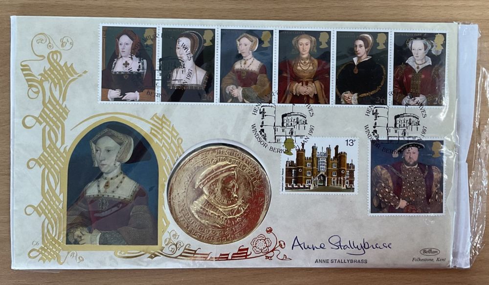Lot 144: Anne Stallybrass signed Henry VIII coin cover. Good...