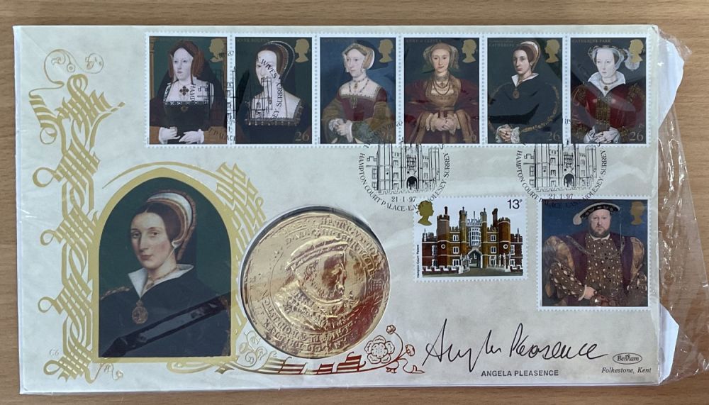 Lot 146: Angela Pleasance signed Henry VIII coin cover. Good...