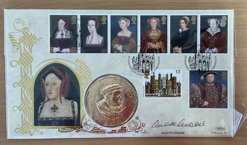 Lot 150: Annette Crosbie signed Henry VIII coin cover. Good...