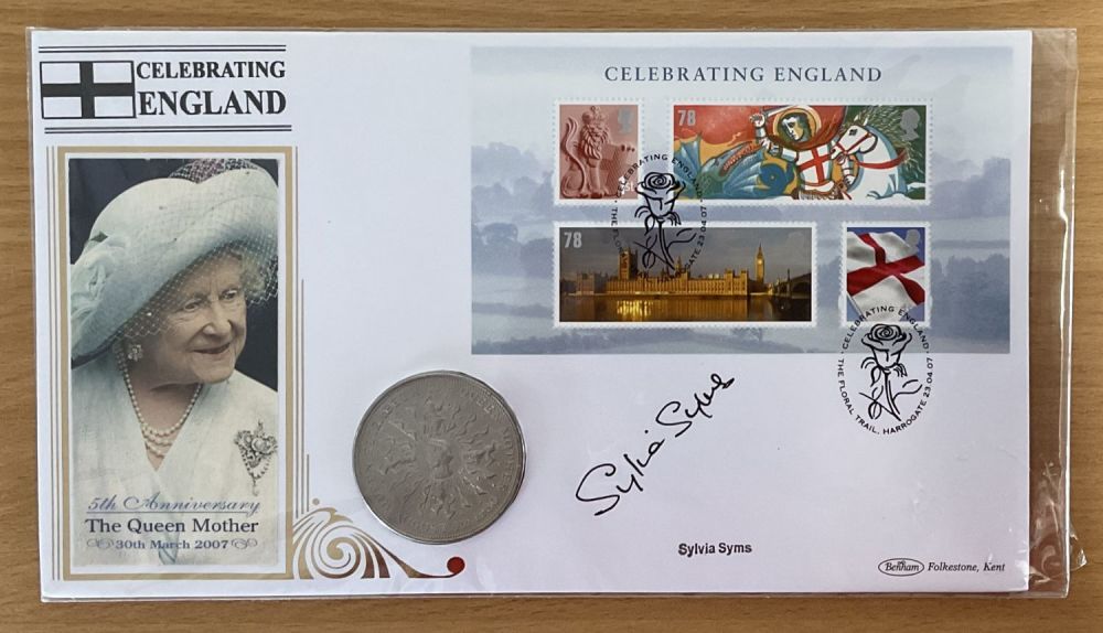 Lot 159: Sylvia Syms signed Celebrating England coin cover. Good...