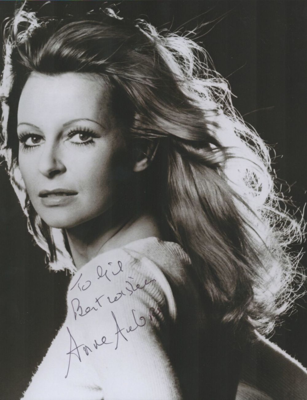 Lot 188: Anne Aubrey signed 10x8 black and white photo....