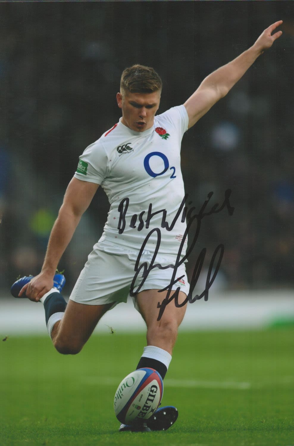 Lot 205: Owen Farrell signed 12x8 action England photo. Good...