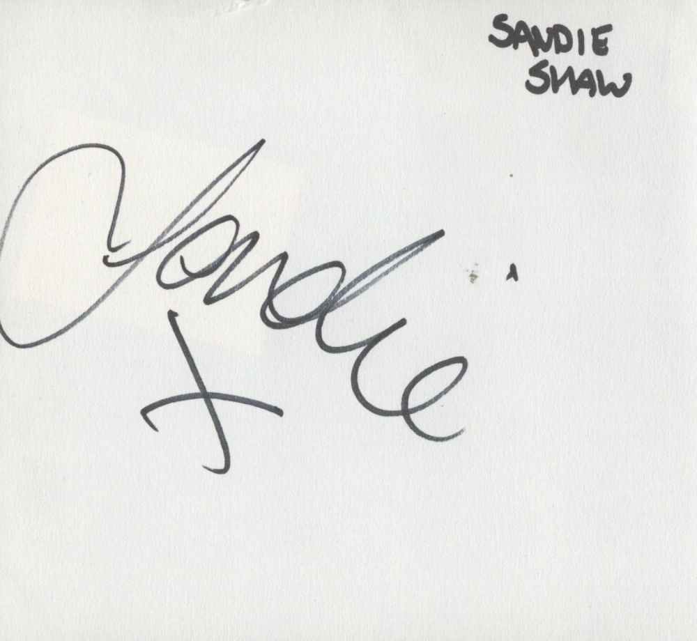 Lot 220: Sandie Shaw signed large album page. Good condition...