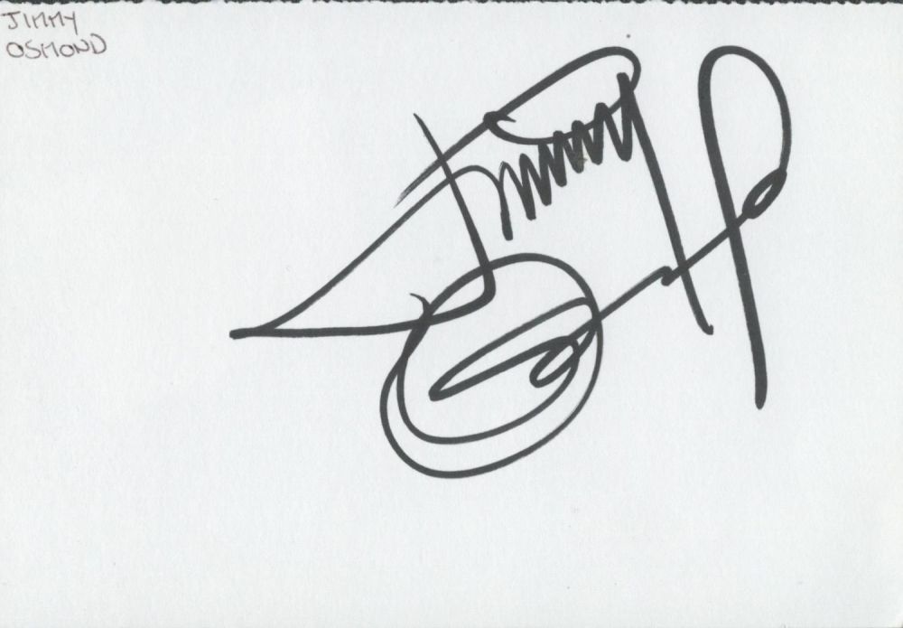 Lot 221: Jimmy Osmond signed 6x4 white card. Good condition...