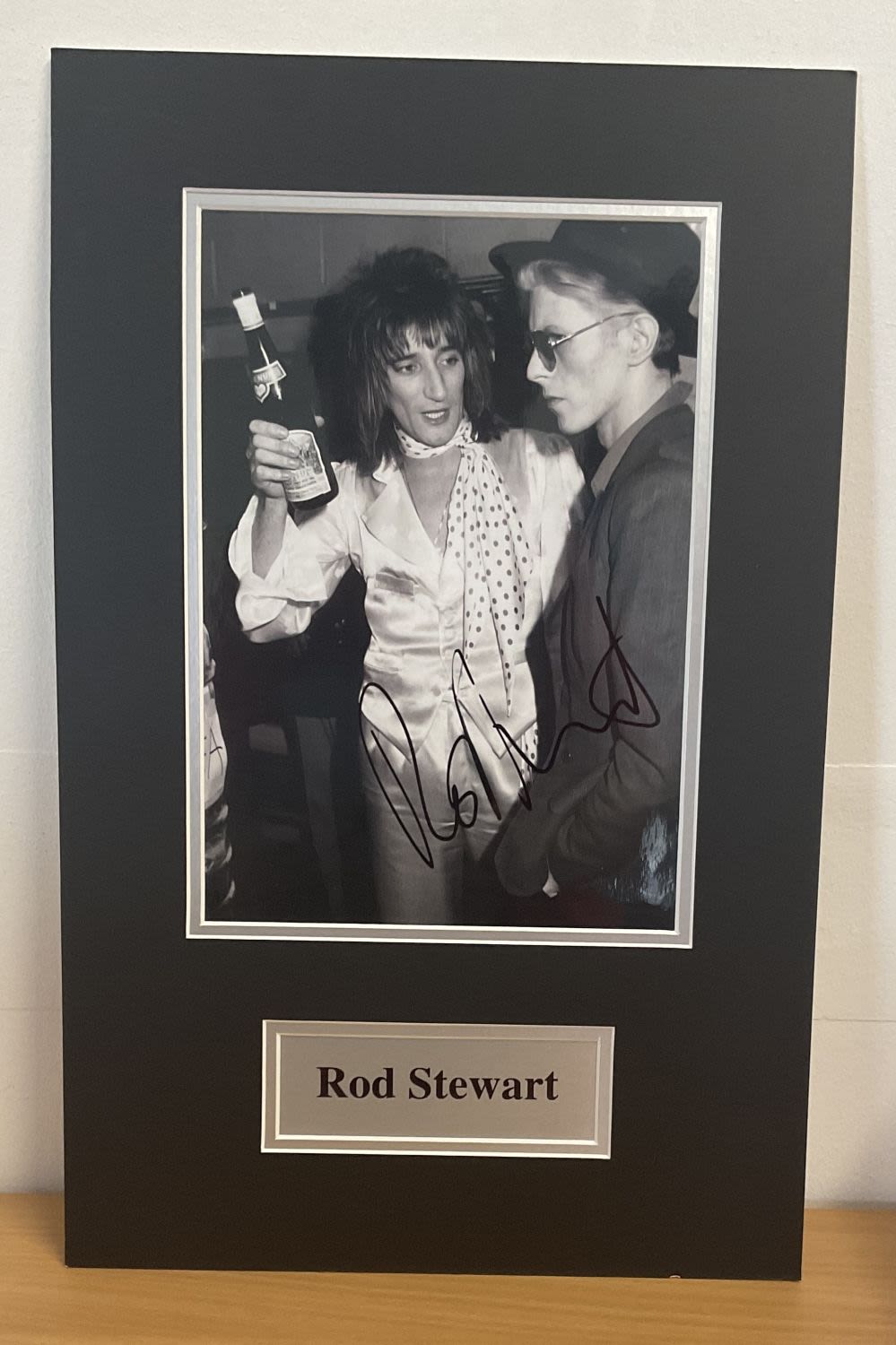 Lot 234: Rod Stewart signed 17x11 mounted vintage black and...