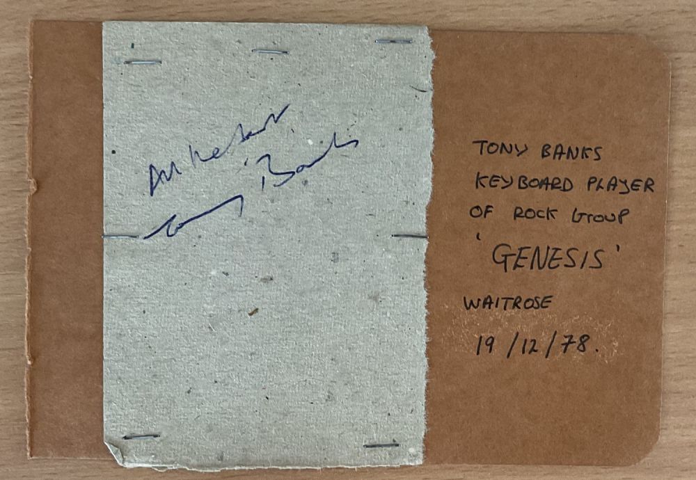 Lot 256: Tony Banks Genesis Keyboard player signed 6x4 overall...