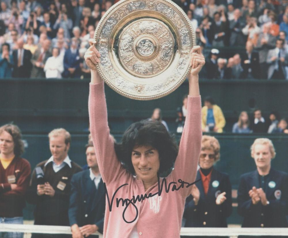 Lot 258: Virginia Wade signed 10x8 vintage colour photo pictured...