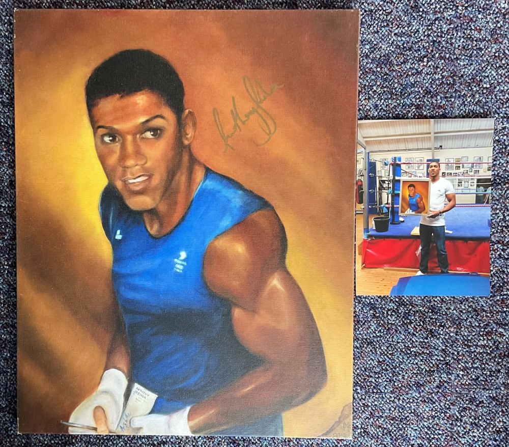 Lot 282: Boxing, Anthony Joshua signed fine art canvas 19x15...