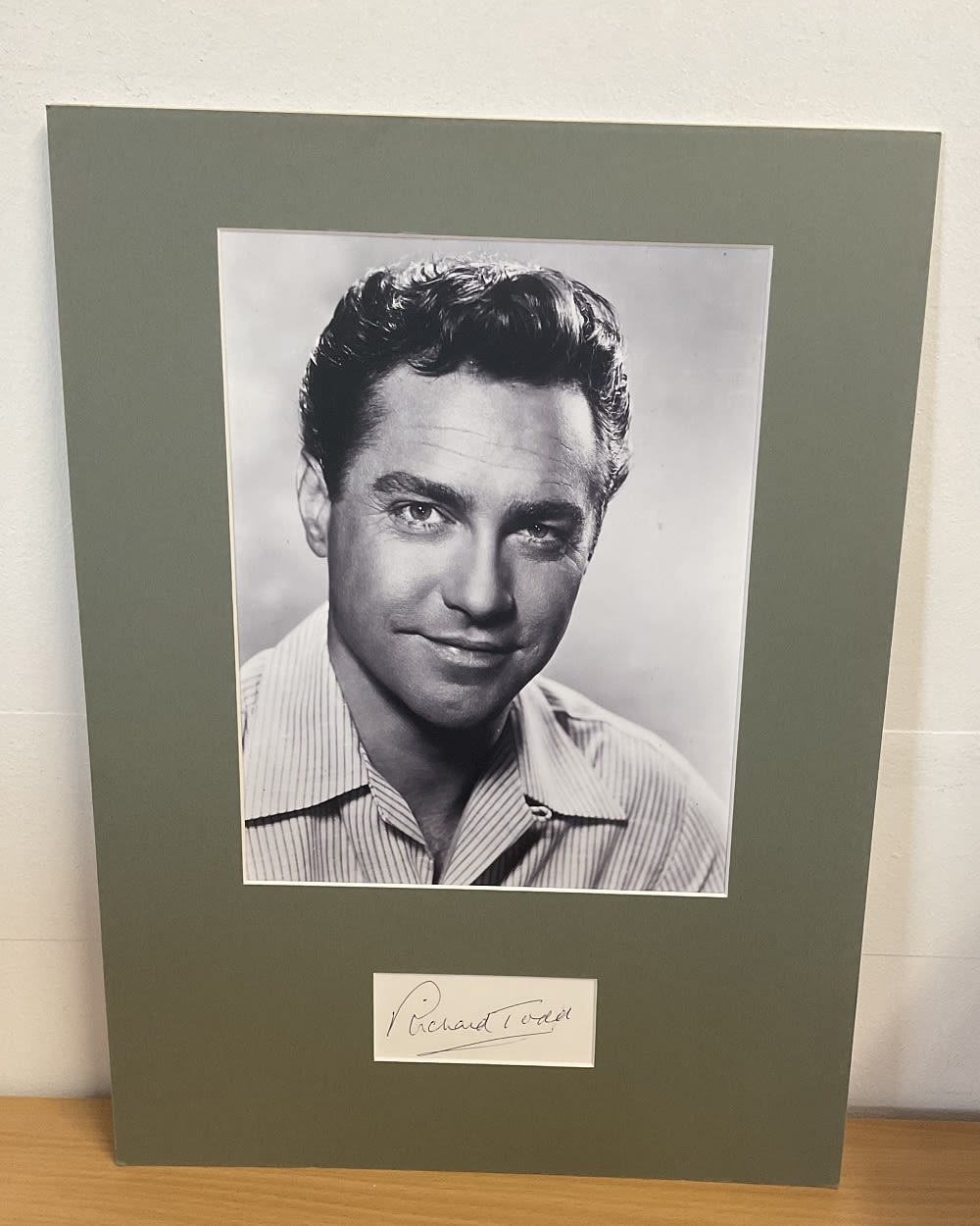 Lot 289: Richard Todd 16x12 inch overall mounted signature piece...