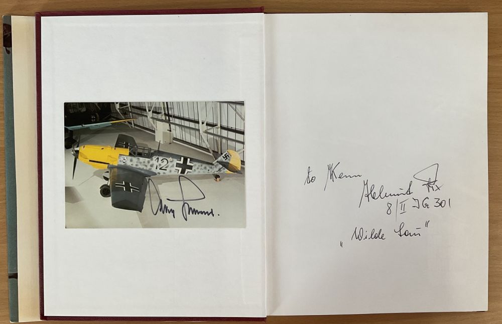 Lot 293: WW2 Adolf Galland Signed Photo attached to German...