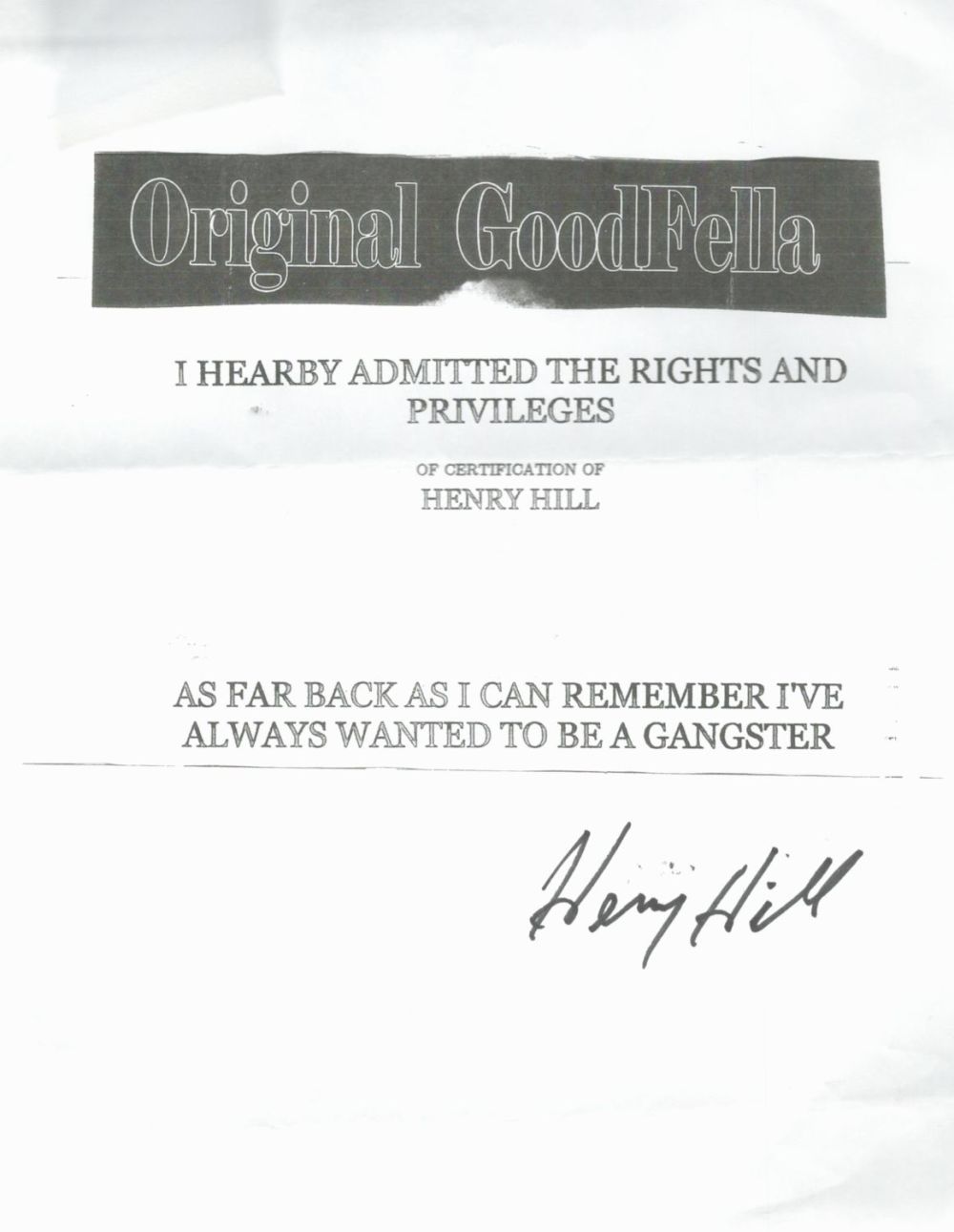 Lot 404: Henry Hill signed A4 sheet. Good condition Est.