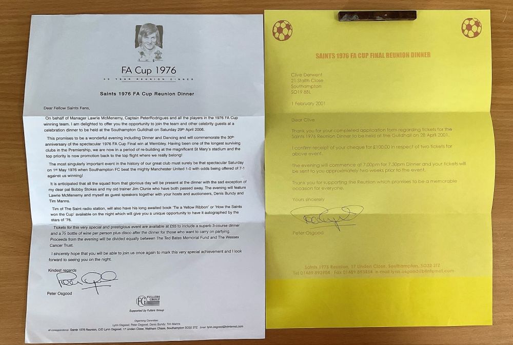 Lot 466: Football Peter Osgood signed two TLS regarding an...