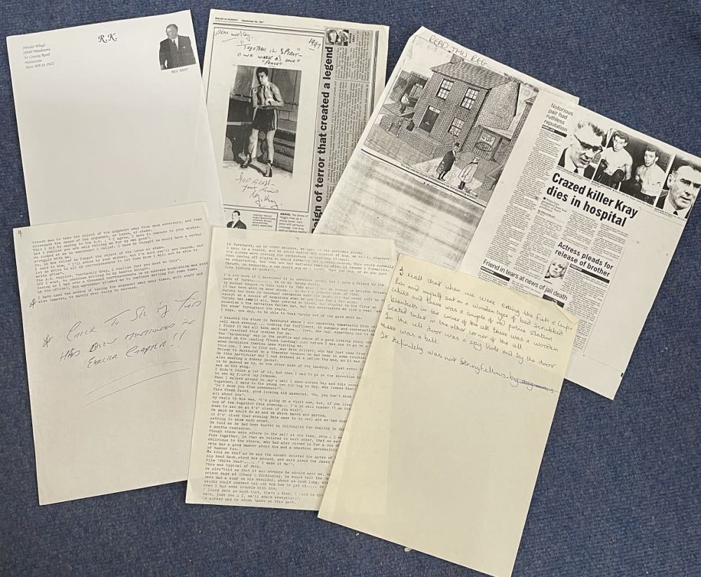 Lot 471: Reggie Kray Collection of Newspaper Clippings and Photocopied...