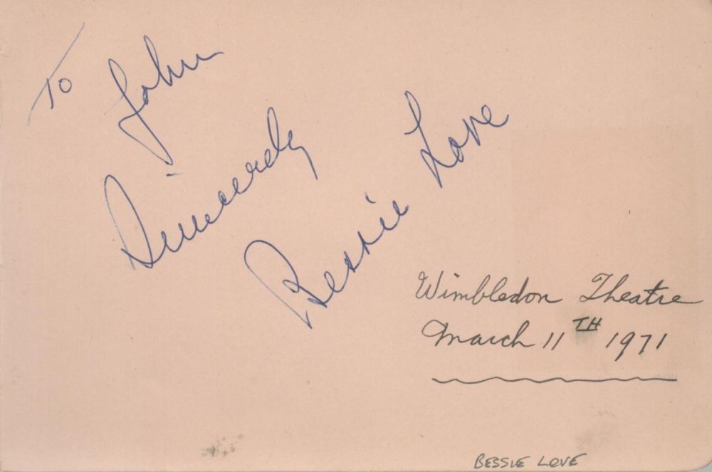 Lot 508: Bessie Love Signed 6x4 inch Autograph Album Page....